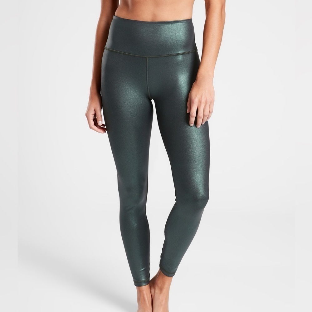 Athleta Elation Ultra High Rise Shimmer Tight in Powervita Nordic Teal Sz M - Picture 1 of 6